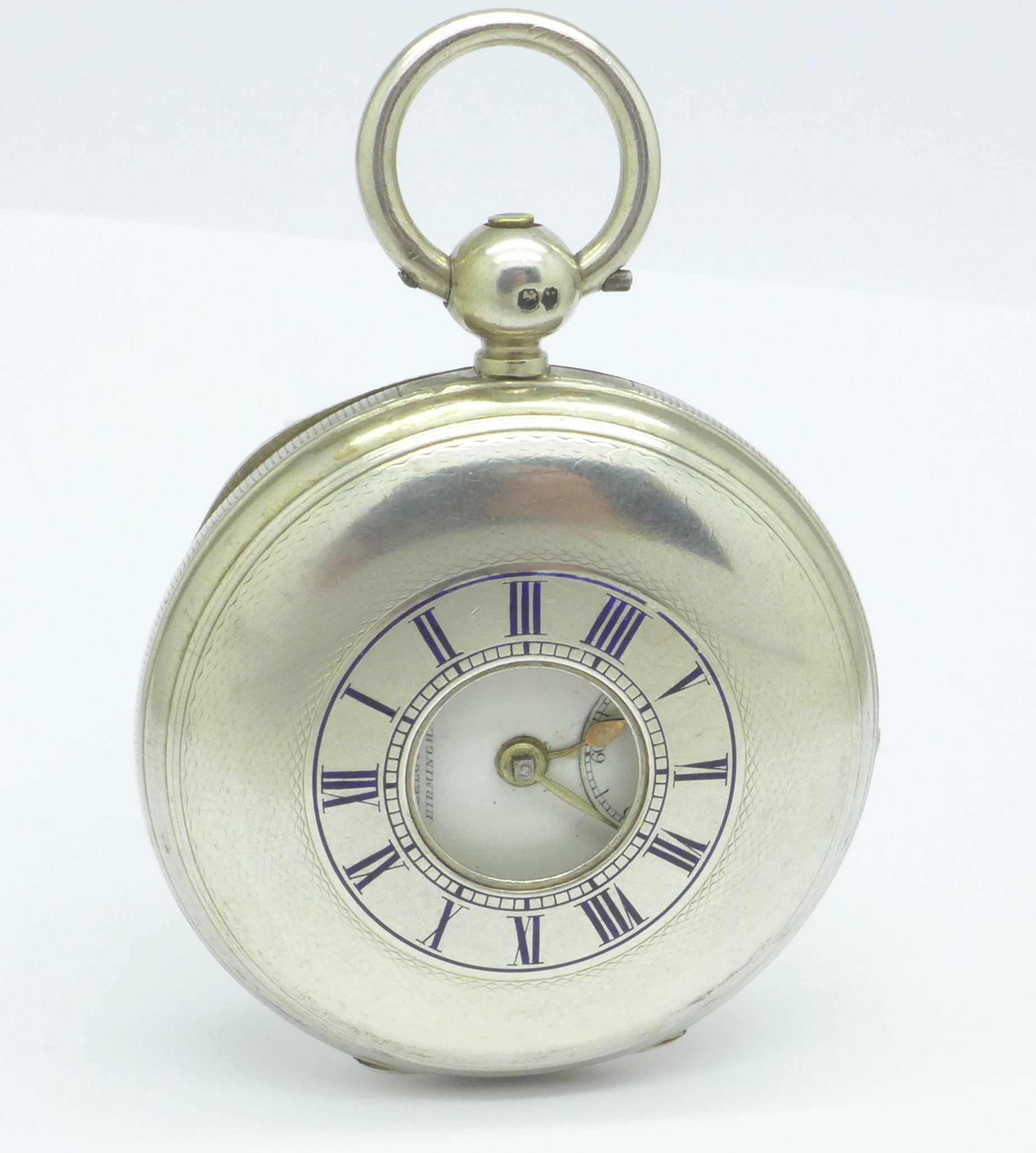 A silver full hunter pocket watch, Marks Levi, Birmingham,