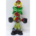 A Murano glass clown candle holder
