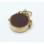A Victorian 9ct gold swivel fob,