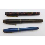 Three ink pens with 14ct nibs including Dickinson and Conway Stewart Dinkie