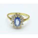 An 18ct gold, blue stone and diamond ring, 2.