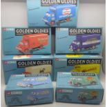 Seven Corgi die-cast advertising vans including Ovaltine and Ever Ready,