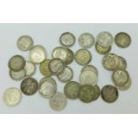 Assorted silver 3d coins,