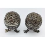 A white metal salt and pepper,