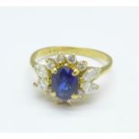 An 18ct gold, sapphire and diamond ring, 3.