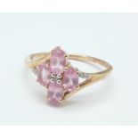 A 9ct gold, pink spinel and diamond ring, 2.
