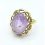 A 9ct gold and amethyst ring, 3.