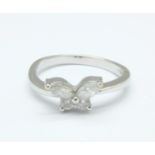 An 18ct white gold and diamond butterfly ring, 3.