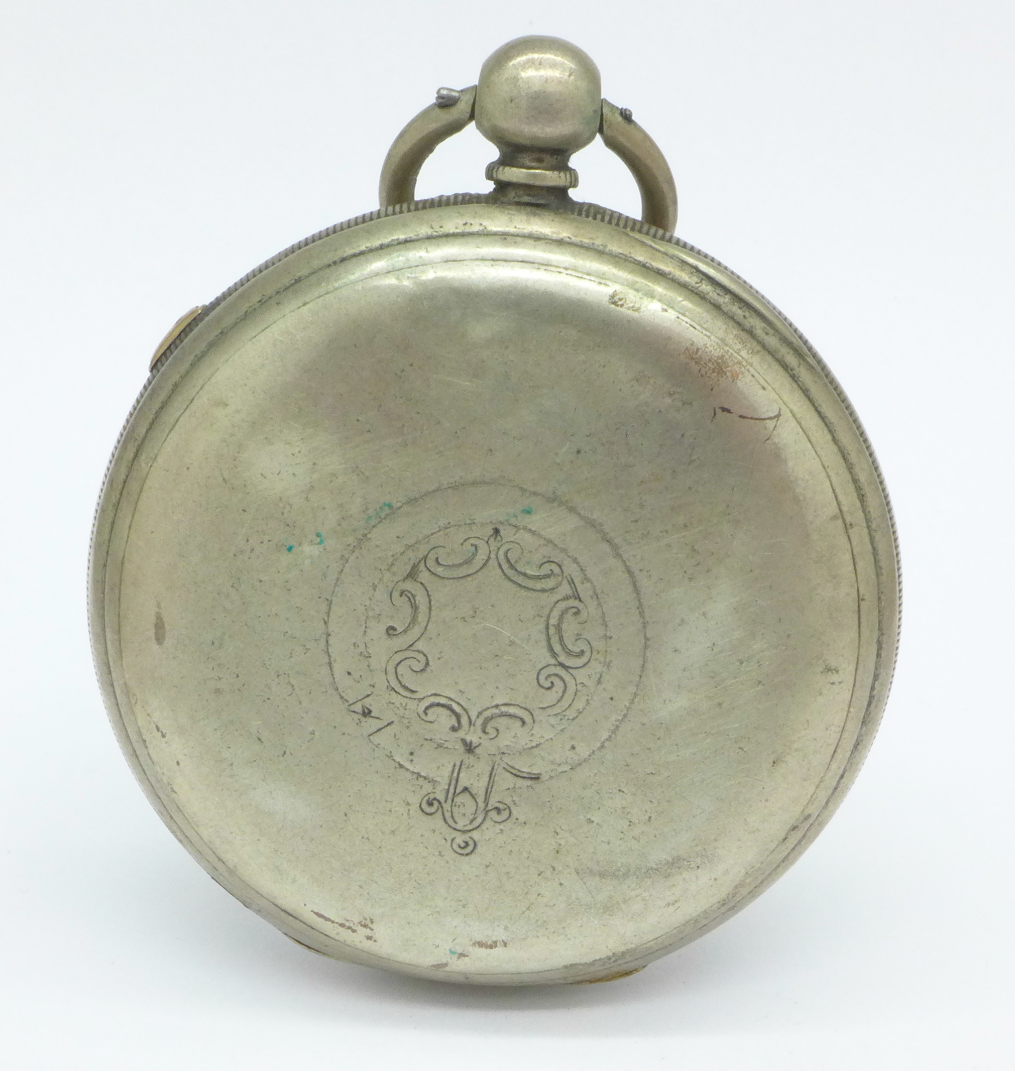 A silver centre seconds pocket watch - Image 2 of 2