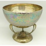A silver Arts and Crafts hammered bowl, Goldsmiths & Silversmiths, London 1910, 324g, diameter 14.