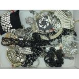 Diamante and black bead jewellery