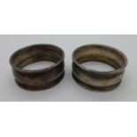 A pair of Charles Horner silver napkin rings