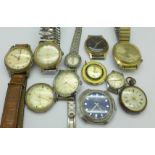 Mechanical wristwatches, a pocket watch, etc.