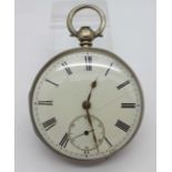 A silver cased fusee pocket watch