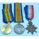 A trio of WWI medals, to W.A. Vickers, the Star marked 1277 Pte. W.A. Vickers, E.
