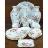 Royal Crown Derby Derby Posies china and an Antoinette vase, second,