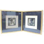 Pat & Kelvin Wongsam, a pair of abstract collages, framed, width of frames 36.