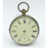 A silver cased pocket watch with fusee movement,