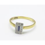 An 18ct gold, sapphire and diamond ring, 2.