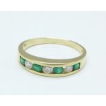 A 14ct gold, emerald and diamond ring, 2.
