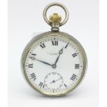 A silver top wind pocket watch, H & F Lemmon,