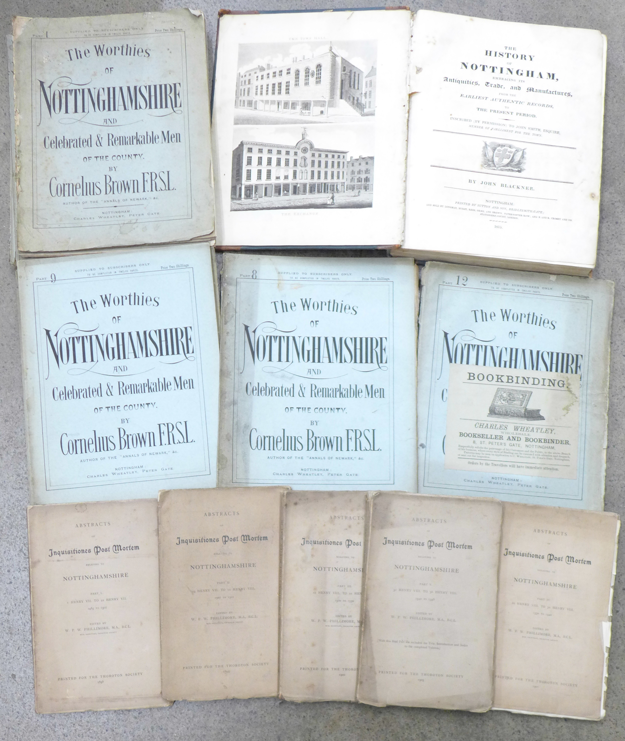 Nottingham related books including The History of Nottingham by John Blackner