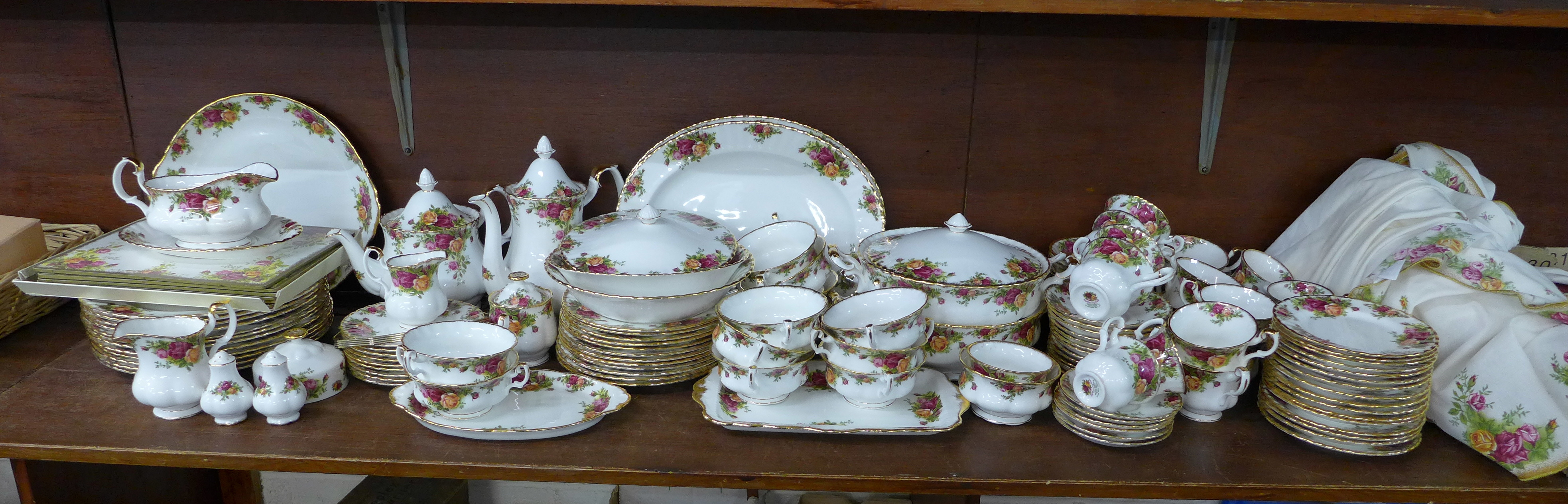A large quantity of Royal Albert Old Country Roses dinner and teaware, including coffee service,