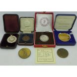 Six cricket medallions including two silver