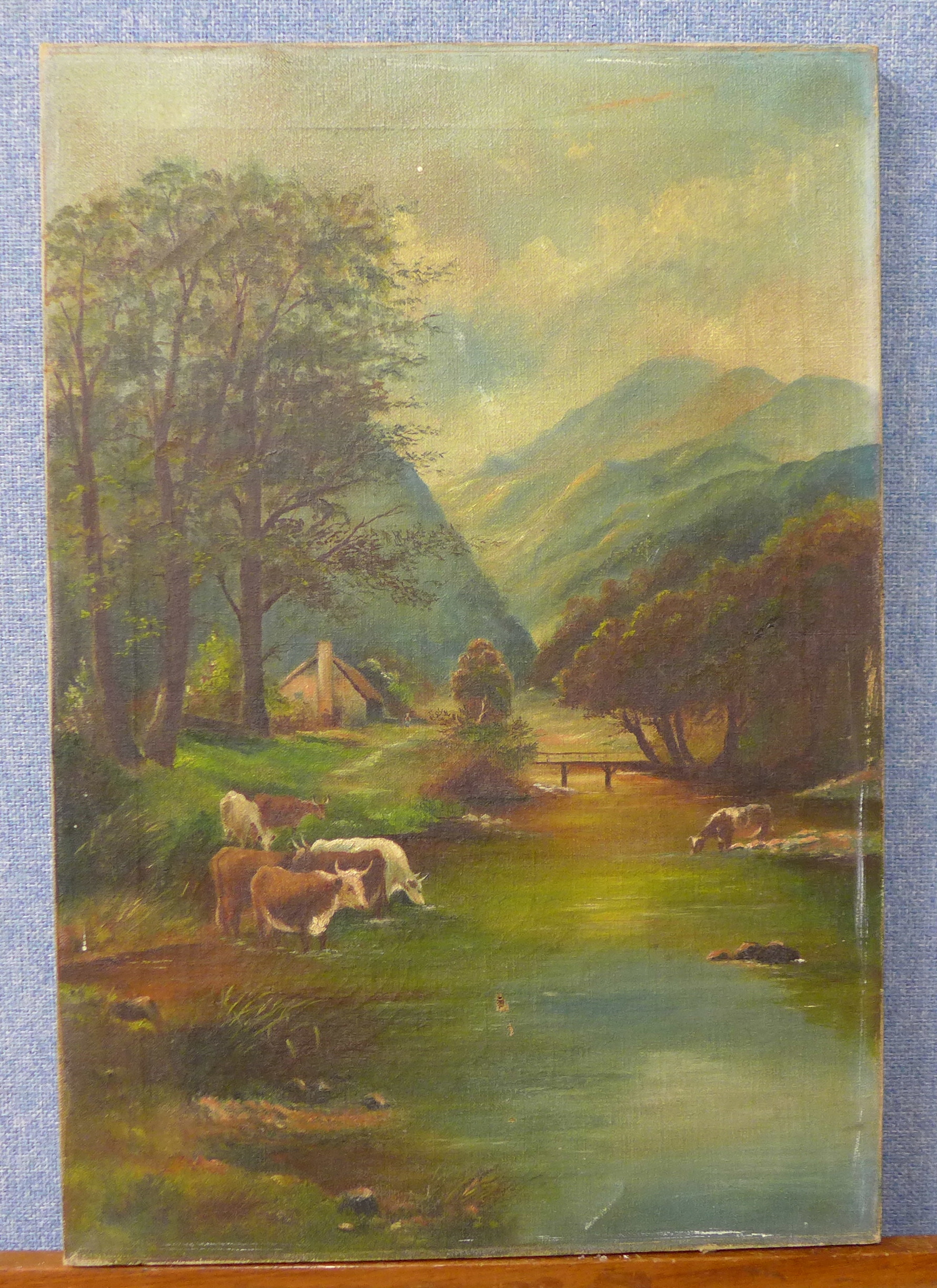 Three English School oil paintings, landscapes, - Image 2 of 2