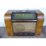 A Marconiphone walnut effect radio
