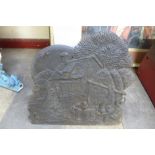 A French cast iron fire insert with village scene