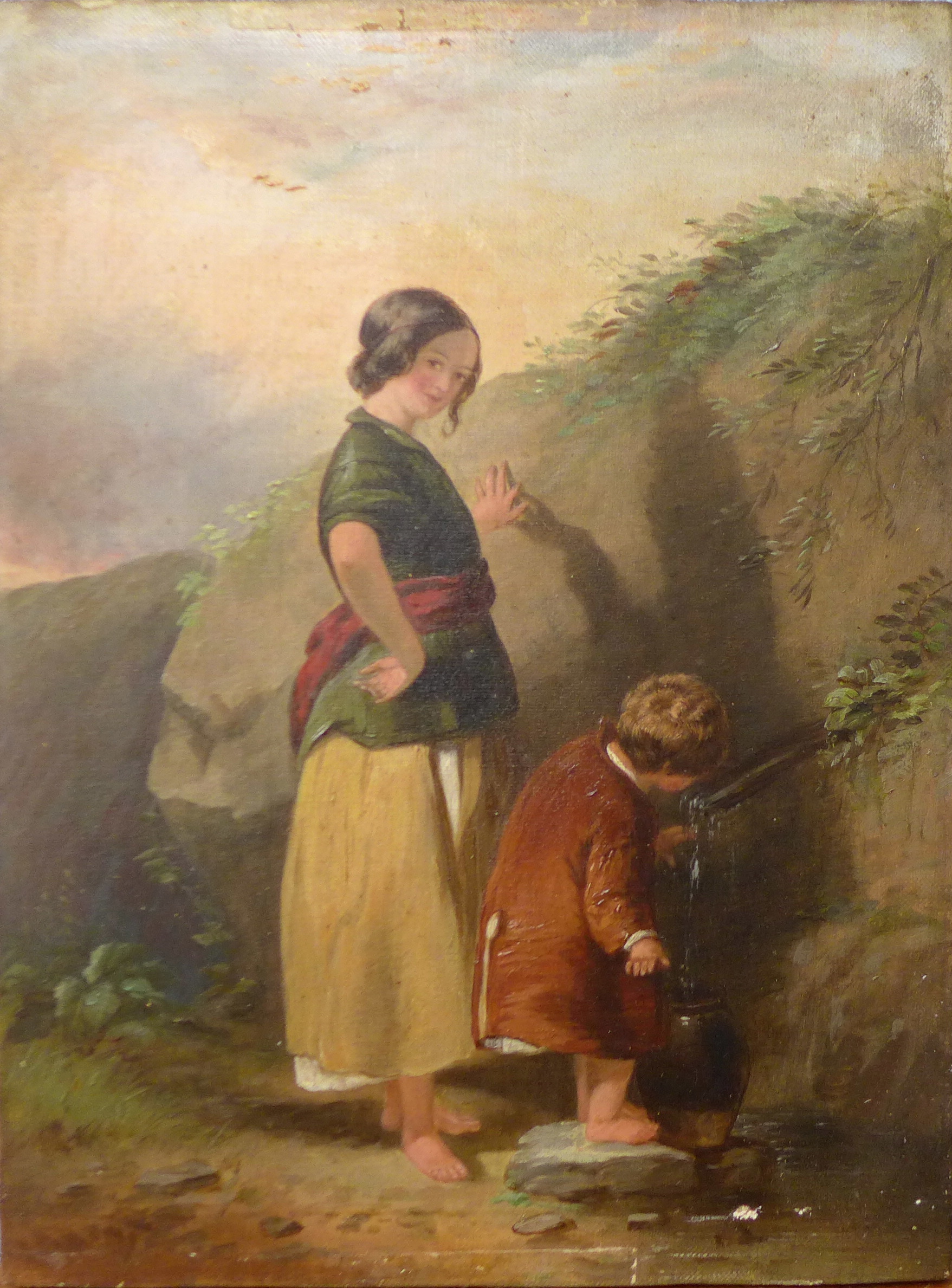 English School, mother and child, oil on canvas, 27 x 22cms,