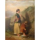 English School, mother and child, oil on canvas, 27 x 22cms,