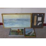 Two oil paintings, marine landscape and another landscape,