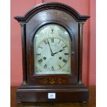 An early 20th Century German inlaid mahogany bracket clock