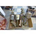 Four assorted brass lantern lights