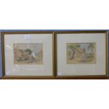 Sid Gardner, pair of cottage landscapes, Wilford, Nottinghamshire, watercolour,
