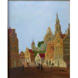 Dutch School, town scene, oil on panel, 32 x 25cms,