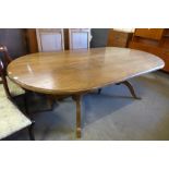 A large oak oval dining table