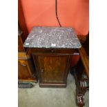 A 19th Century French mahogany and marble topped table de nuit