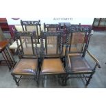 A set of six oak barleytwist dining chairs