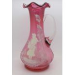 A Mary Gregory style glass jug,