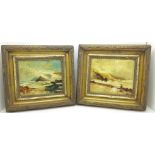 Two small oil paintings on board, coastal scenes, framed, width of frames 23.