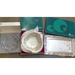 A WMF Ikora dish and bowl, boxed and a Schumann rose bowl,