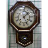 A 19th Century American Ansonia 8-day rosewood veneer wall clock