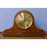 An Edward VII inlaid mahogany mantel clock