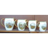 A set of four graduated Copeland Spode hunting scene jugs