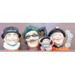 Three large Royal Doulton character jugs, Chelsea Pensioner,