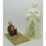 A Poole Katherine figure and an oriental figure,