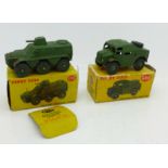 A Dinky Toys 688 Artillery Tractor and 676 Armoured Personnel Carrier, both boxed,